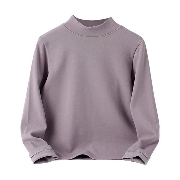 Thermal Shirts for Boys Purple Long Sleeve Shirt Turtleneck Shirt Basic Tees Boys Fall Shirt Girl Shirts Size 7-8 Years