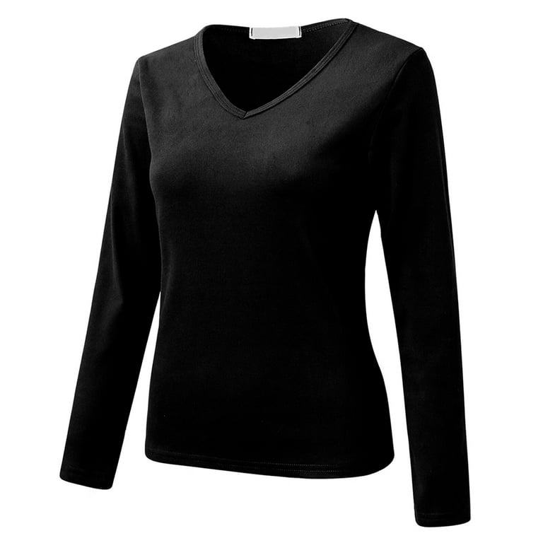 Thermal Shirts for Women Crew Neck Long Sleeve Solid Color Slim