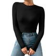 thumbnail image 1 of Thermal Shirts for Women Long Sleeve Crew Neck Tees Undershirts Fitted Tops Fall Tops Clothes for Women, 1 of 4