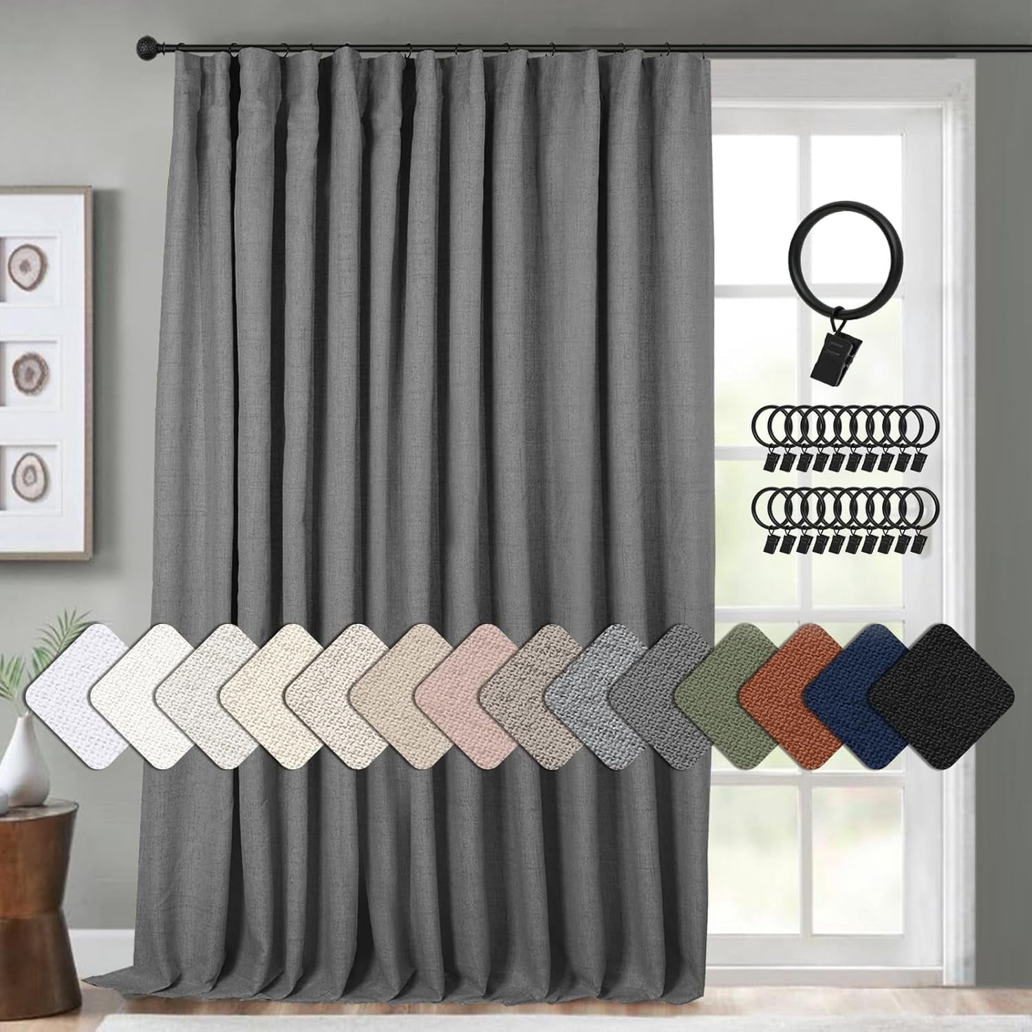 Thermal Sliding Door Curtains 100% Blackout Curtains for Bedroom ...