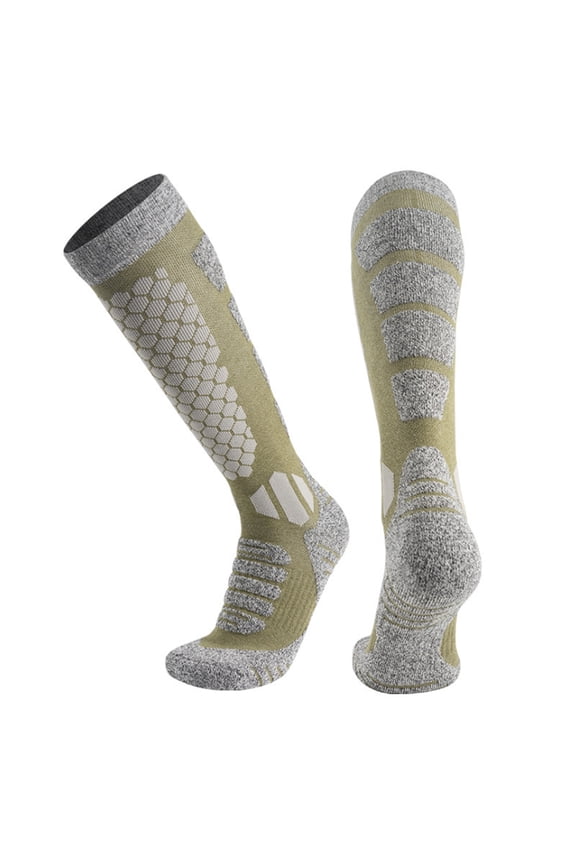 Thermal Snow Socks, Extra Thick Knee High Socks for Skiing, Ice Skating, Cold Weather & Extreme Outdoor Activities Green