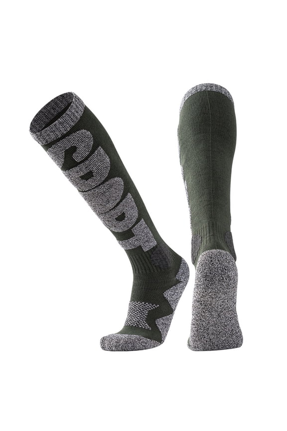 Thermal Snow Socks, Extra Thick Knee High Socks for Skiing, Ice Skating, Cold Weather & Extreme Outdoor Activities Green