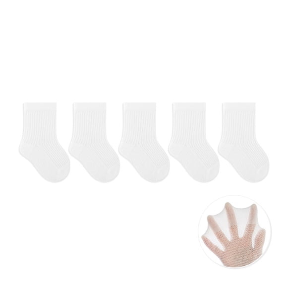 Thermal Socks Children's Solid Color Breathable Mesh Eyeliner 5pc Set Socks Quarter Socks Girls White XL