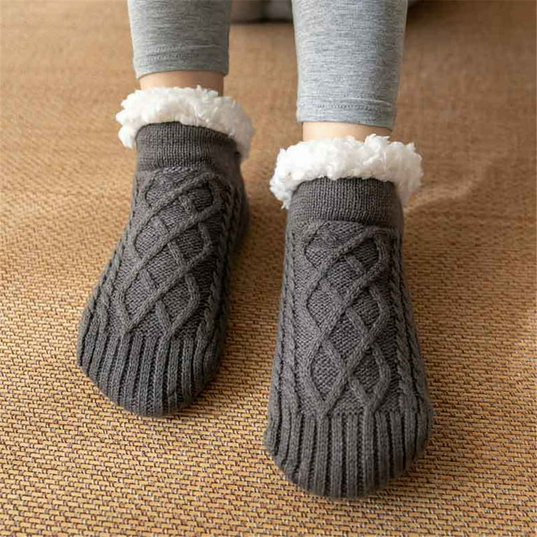 Thermal Socks Mens Women Winter Warm Home Soft Cotton Sleeping Anti Slip  None Grip Short Floor Slipper Sock 