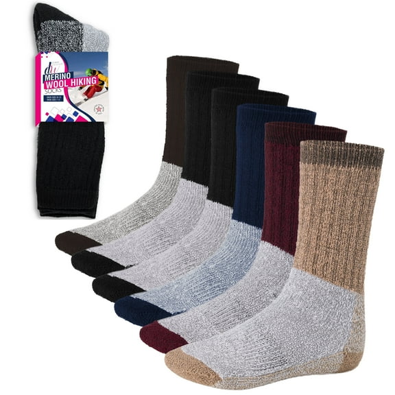 Thermal Socks Merino Wool Socks For Women and Men - 6 Pairs of Extra-Mens Warm Socks, Winter Socks, Hiking Socks, Boot Socks by Debra Weitzner