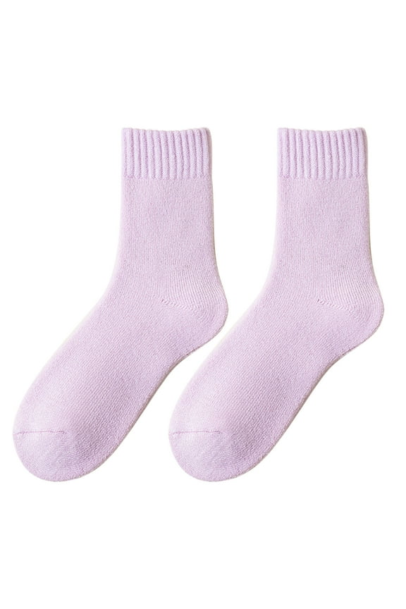 Thermal Socks for Women and Young Age, Winter Wool Blend Thermal Insulated Socks, Medium Length with Self-heating Tech for Cold Weather, Cozy Non-slip Floor Socks for Indoor and Outdoor