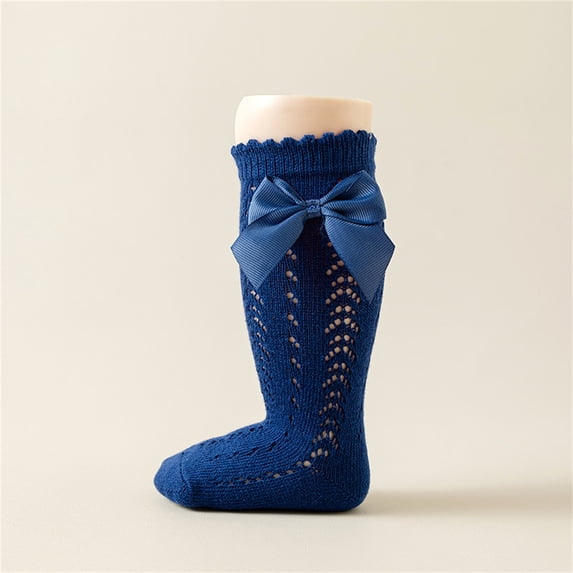 Thermal Socks for Boy Girls Knee High Socks Bow Stockings Toddler Breathable Long Tube Knit Cute Socks Boys Socks Low Cut Navy S