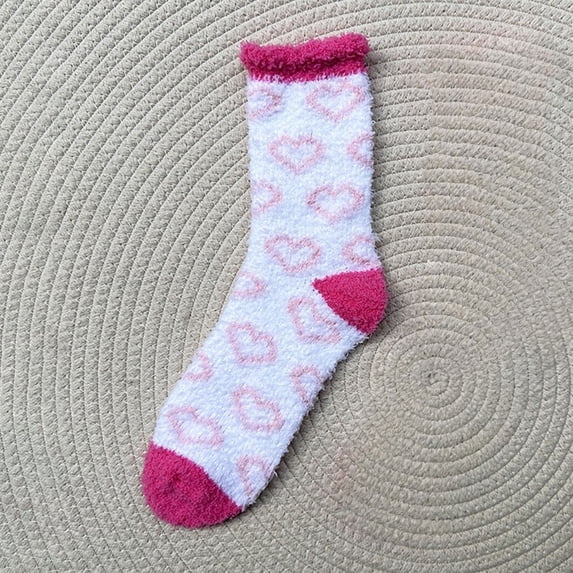 Thermal Socks for Women AURORADY Women's Fuzzy Thickened Thermal Socks Cozy Plush Non Home Sleep Socks Pink A Socks