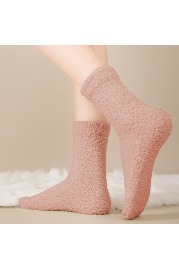 Thermal Split Toe Stockings For Winter Warm Lined Tights With Grip Comfortable Mid Calf Socks Cold Weather Outdoor Activities Daily Wear, Rose Gold