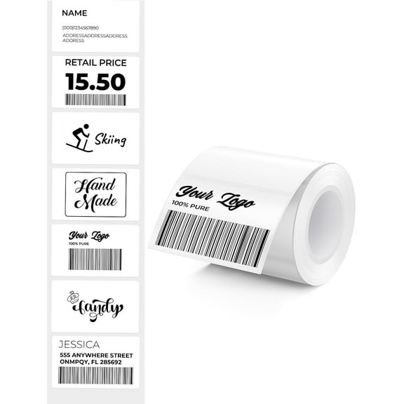Thermal Sticker Labels, Self-Adhesive Barcode Label Paper for Direct Printer, Multi-Purpose Rectangle Address Shipping Mailing Stickers,1.97'' x 1.18'' (50mm 30mm), White, 1 roll