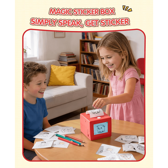 Thermal Sticker Printer, Mini Voice Drawing Sticker Maker Machine, Wireless Portable DIY Label Printer for Arts Crafts, Inkless Printing Toy, Birthday Gift