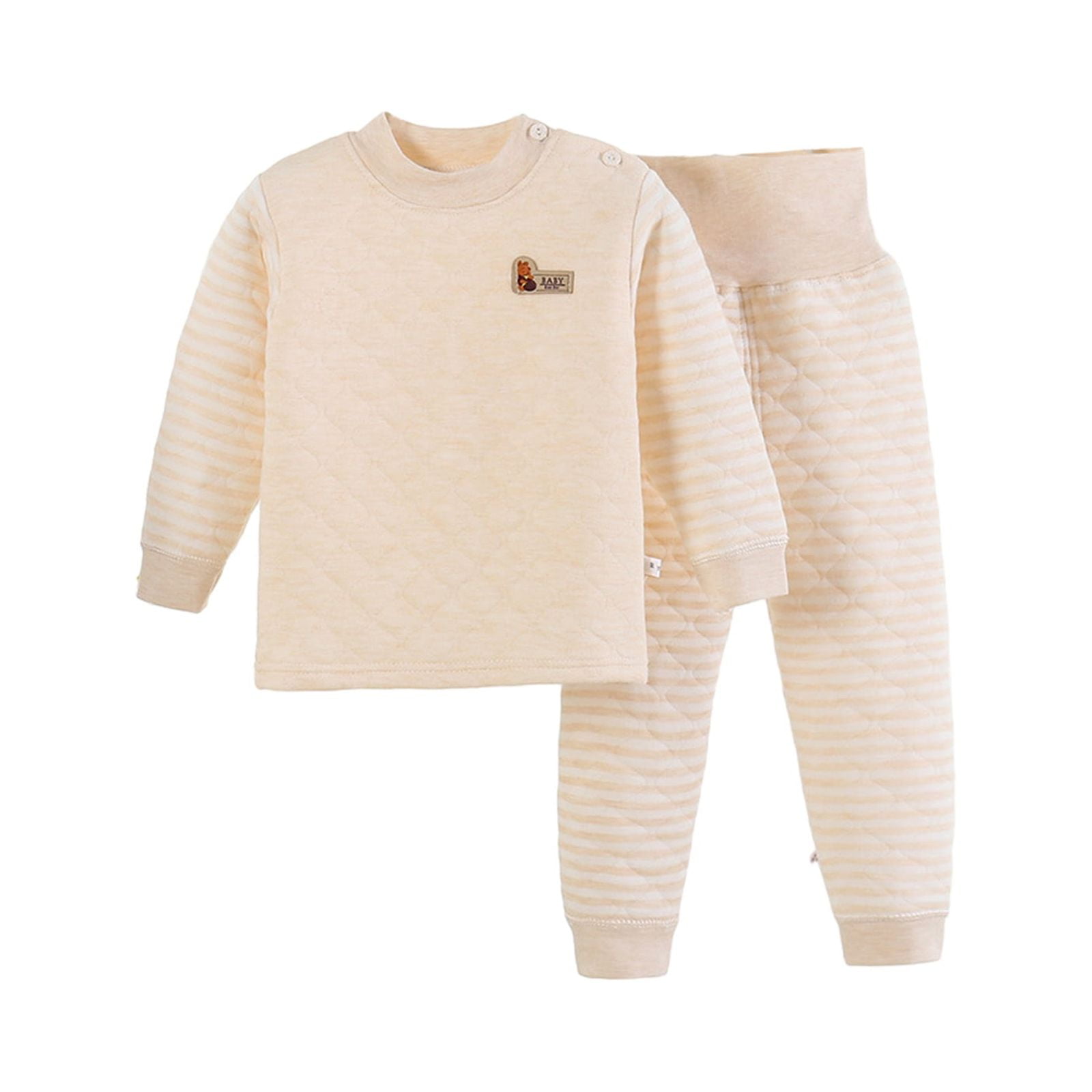 Thermal Suit Three Layer Quilted Thermal Underwear Thickened High Waisted Belly Pants Cotton Coat Home Clothes