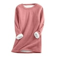 thumbnail image 1 of Thermal Sweaters Women Sherpa Fleece Lined Tunic Tops Long Sleeve Crew Neck Pullover Shirt Long Tops for Leggings (5XL, Pink), 1 of 4