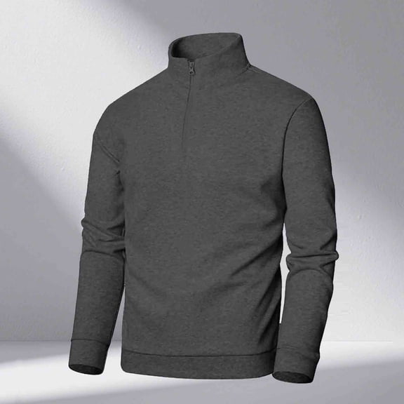 Thermal Sweatshirts for Men with Zipper Mock Neck Long Sleeve Shirts Mens Casual Solid Color Pullover Slim Warm Going-Out Loungewear Sweatshirt Tops