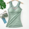 thumbnail image 1 of Thermal Tank Top Women Plus Size Loose Fleece Lined Undershirt V Neck Lace Camisole Tops Warm Base Layer Underwear Cami Vest Green Free Size, 1 of 7