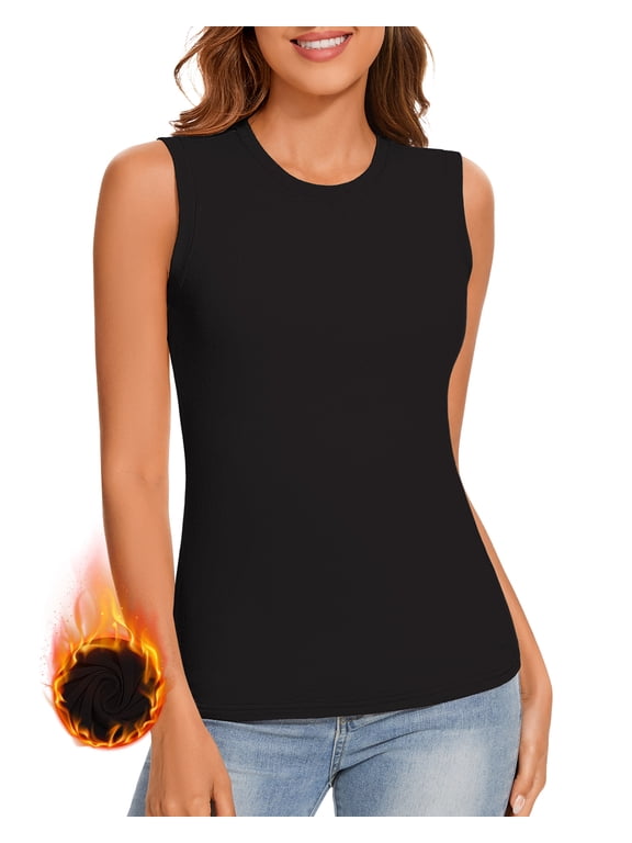 Thermal Tank Top for Women Fleece Lined Underwear Sleeveless Camisole Baselayer Undershirts Winter Vest