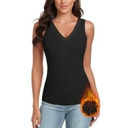 CASSIE LIZ Therma Underwear for Women Fleece Lined Base Layer Women Set Camisole Sleeveless Thermal Tank Top and Bottom for Cold Weather