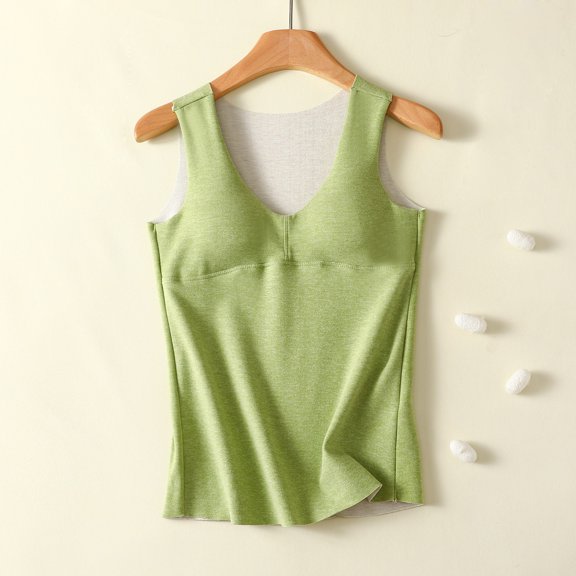 Thermal Tank Tops Women Underwear Tops Sleeveless Undershirt for Women Cotton Camisole Warm Base Layer Green M