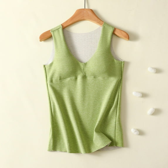 Thermal Tank Tops Women Underwear Tops Sleeveless Undershirt for Women Cotton Camisole Warm Base Layer Green M
