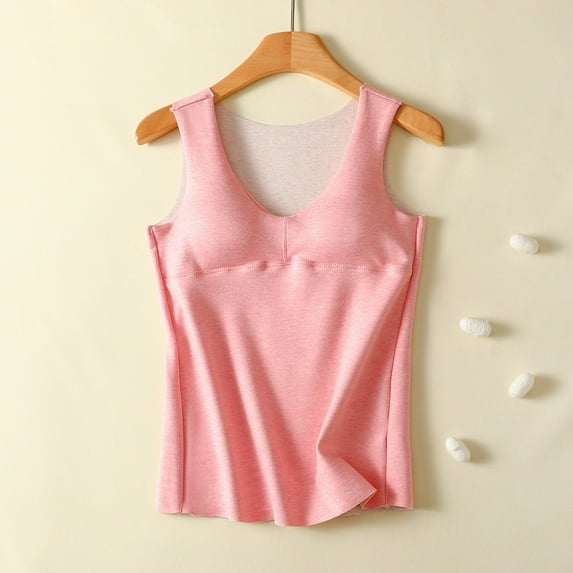 Thermal Tank Tops Women Underwear Tops Sleeveless Undershirt for Women Cotton Camisole Warm Base Layer Pink L
