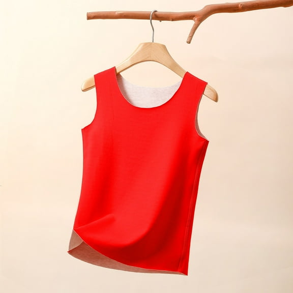 Thermal Tank Tops Women Underwear Tops Sleeveless Undershirt for Women Cotton Camisole Warm Base Layer Red XXXL