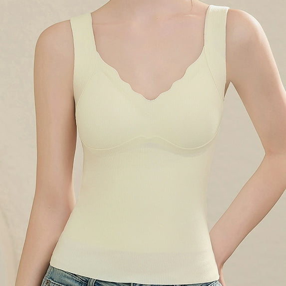 Thermal Tank Tops Women Underwear Tops Sleeveless Undershirt for Women Cotton Camisole Warm Base Layer White XL