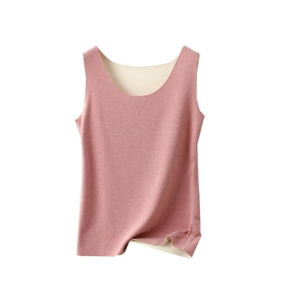 Thermal Tank Tops for Women Fleece Lack Hem Sleeveless Underwear Scoop Neck Warm Camisole Base Layer Vest