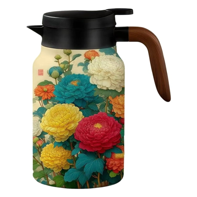 Thermal Teapot With Infuser,50 oz,316 Stainless Steel Insulated Tea Pot,Detachable Filter, One Hand Pour Spout, Large Capacity Hot Tea Coffee Kettle for Home