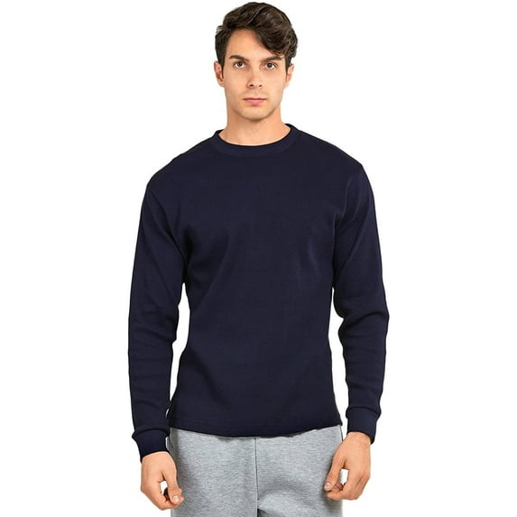 Thermal Top - Men's Classic Crewneck Waffle Knit Thermal Top 3XL, Navy - 1