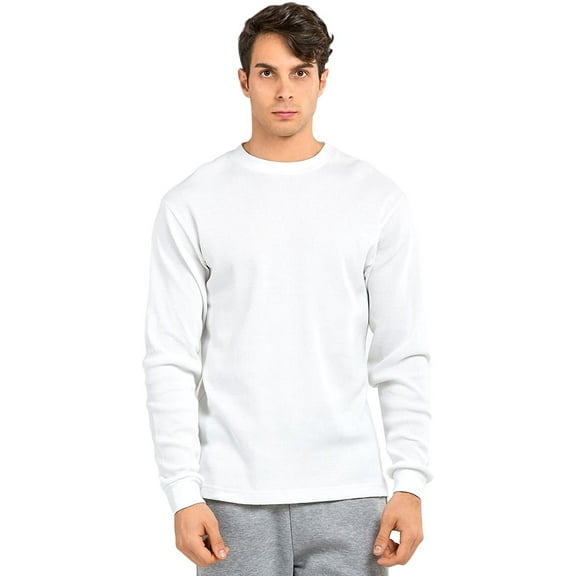 Thermal Top - Men's Classic Crewneck Waffle Knit Thermal Top 3XL, White - 1