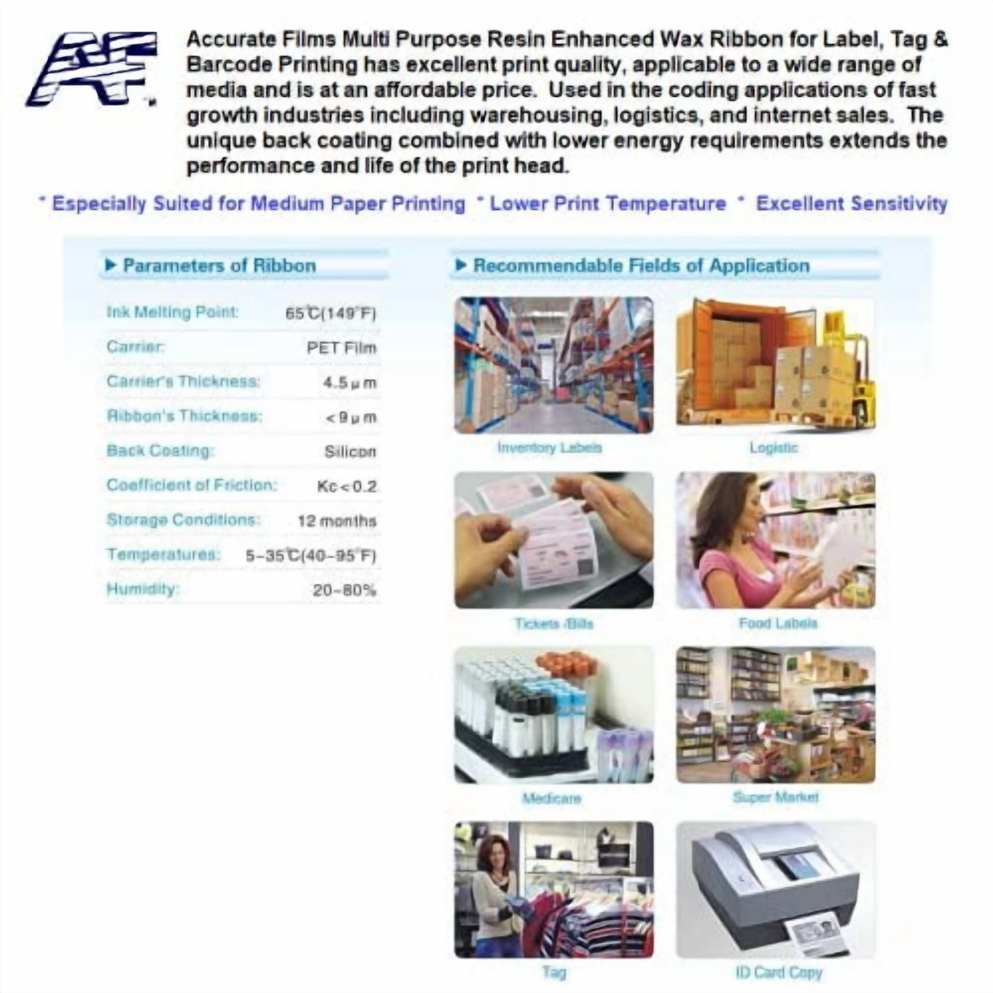 Thermal Transfer Ribbon for Datamax Printer, Box of 6, 4.33