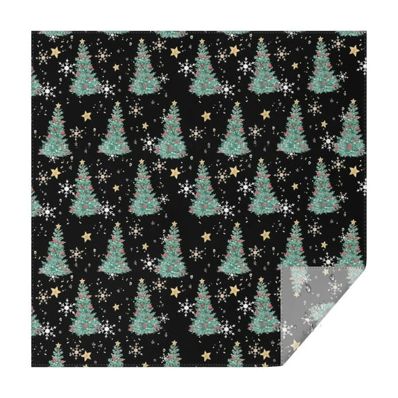 Black Christmas Tree Pattern Square Tablecloth,Waterproof Square Table Cover,Wipeable Spillproof Washable Table Cover for Home Kitchen Party Decor 42"X42"(107x107cm)