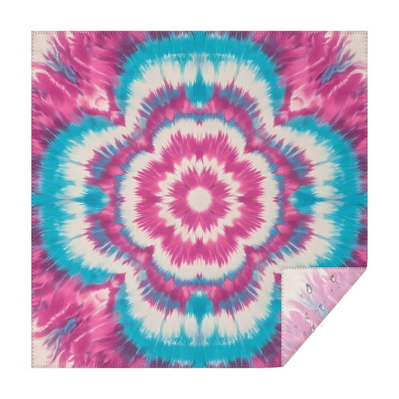 Pink Blue Tie Dye Mandala Square Tablecloth,Waterproof Square Table Cover,Wipeable Spillproof Washable Table Cover for Home Kitchen Party Decor 60"x60"(152x152cm)