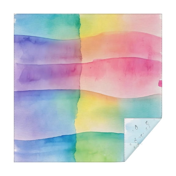 Colorful Watercolor Stripe Pattern Square Tablecloth,Waterproof Square Table Cover,Wipeable Spillproof Washable Table Cover for Home Kitchen Party Decor 42"X42"(107x107cm)