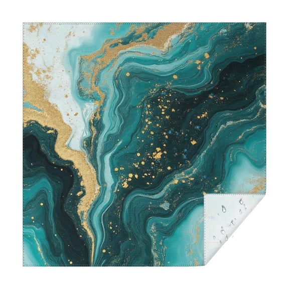 Teal Gold Marble Pattern Square Tablecloth,Waterproof Square Table Cover,Wipeable Spillproof Washable Table Cover for Home Kitchen Party Decor 42"X42"(107x107cm)