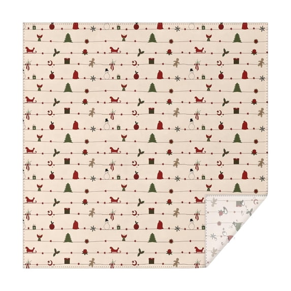 Beige Christmas Decoration Pattern Square Tablecloth,Waterproof Square Table Cover,Wipeable Spillproof Washable Table Cover for Home Kitchen Party Decor 52"x52"(132x132cm)