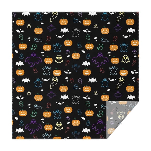 Halloween Black Colorful Ghosts and Pumpkins Square Tablecloth,Waterproof Square Table Cover,Wipeable Spillproof Washable Table Cover for Home Kitchen Party Decor 42"X42"(107x107cm)