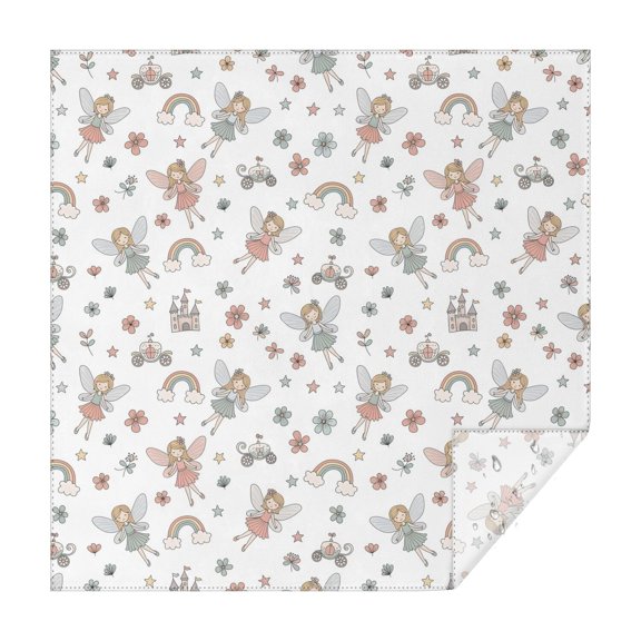 White Fairy Castle Pattern Square Tablecloth,Waterproof Square Table Cover,Wipeable Spillproof Washable Table Cover for Home Kitchen Party Decor 42"X42"(107x107cm)