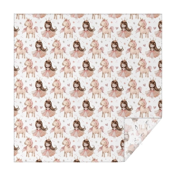 Princess Unicorn Pattern Square Tablecloth,Waterproof Square Table Cover,Wipeable Spillproof Washable Table Cover for Home Kitchen Party Decor 52"x52"(132x132cm)