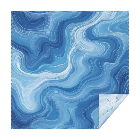 Blue White Tie Dye Swirl Pattern Square Tablecloth,Waterproof Square Table Cover,Wipeable Spillproof Washable Table Cover for Home Kitchen Party Decor 42"X42"(107x107cm)