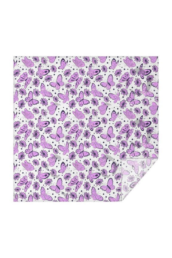 Purple Butterfly Flower Pattern Square Tablecloth,Waterproof Square Table Cover,Wipeable Spillproof Washable Table Cover for Home Kitchen Party Decor 42"X42"(107x107cm)