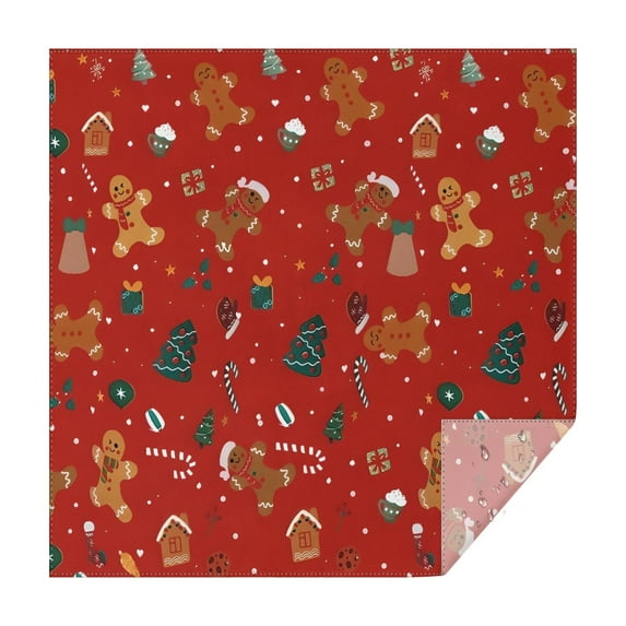 Red Christmas Gingerbread Man Pattern Square Tablecloth,Waterproof Square Table Cover,Wipeable Spillproof Washable Table Cover for Home Kitchen Party Decor 60"x60"(152x152cm)