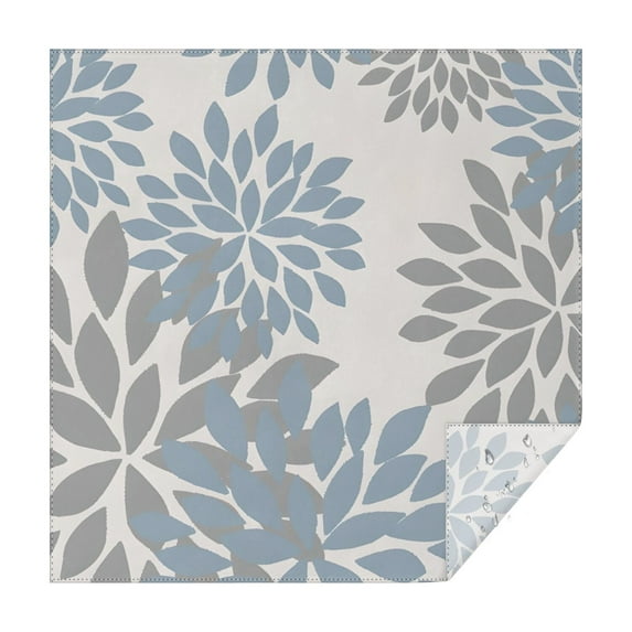 Blue and Gray Floral Pattern Square Tablecloth,Waterproof Square Table Cover,Wipeable Spillproof Washable Table Cover for Home Kitchen Party Decor 60"x60"(152x152cm)