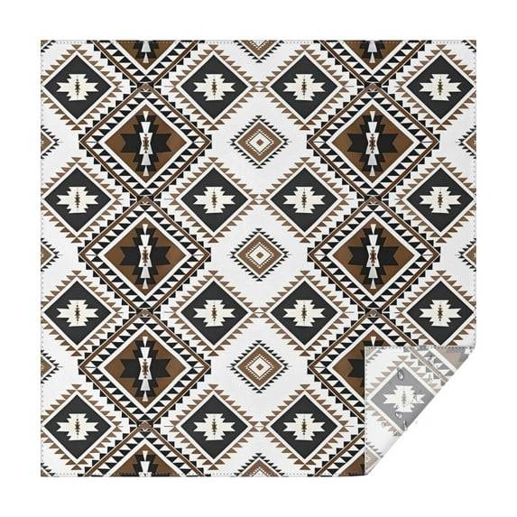 Brown Geometric Triangle Diamond Pattern Square Tablecloth,Waterproof Square Table Cover,Wipeable Spillproof Washable Table Cover for Home Kitchen Party Decor 60"x60"(152x152cm)