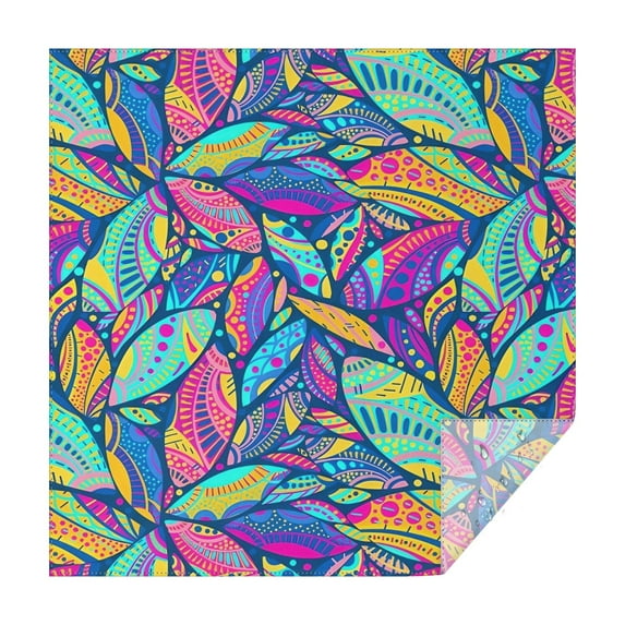 Blue Pioneer Flower and Leaf Pattern Square Tablecloth,Waterproof Square Table Cover,Wipeable Spillproof Washable Table Cover for Home Kitchen Party Decor 52"x52"(132x132cm)