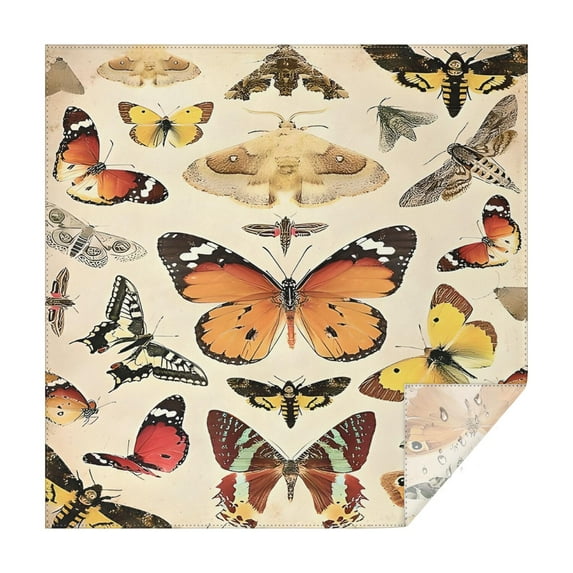 Beige Butterfly Moth Pattern Square Tablecloth,Waterproof Square Table Cover,Wipeable Spillproof Washable Table Cover for Home Kitchen Party Decor 42"X42"(107x107cm)