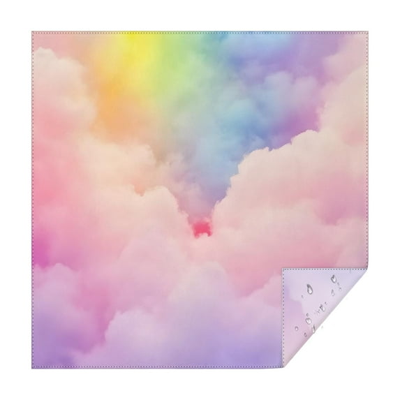 Pastel Rainbow Clouds Square Tablecloth,Waterproof Square Table Cover,Wipeable Spillproof Washable Table Cover for Home Kitchen Party Decor 60"x60"(152x152cm)