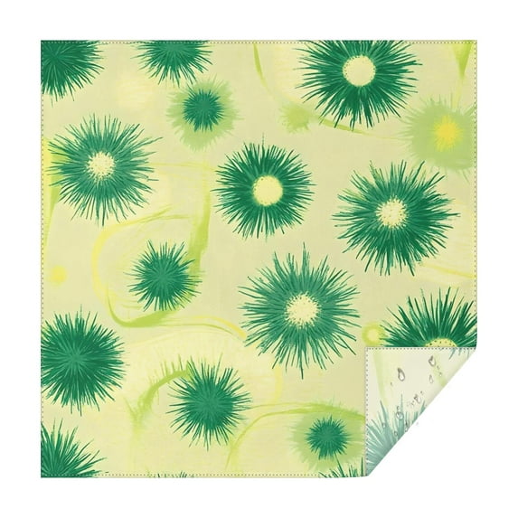 Green Yellow Dandelion Pattern Square Tablecloth,Waterproof Square Table Cover,Wipeable Spillproof Washable Table Cover for Home Kitchen Party Decor 60"x60"(152x152cm)