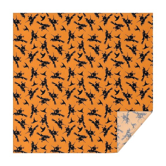 Halloween Witches on Brooms Pattern Square Tablecloth,Waterproof Square Table Cover,Wipeable Spillproof Washable Table Cover for Home Kitchen Party Decor 42"X42"(107x107cm)