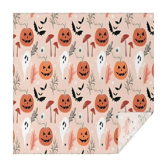 Pastel Halloween Pumpkins Ghosts and Bats Square Tablecloth,Waterproof Square Table Cover,Wipeable Spillproof Washable Table Cover for Home Kitchen Party Decor 60"x60"(152x152cm)